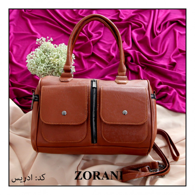 کیف دستی چرمی ادریس قهوه ای جلو