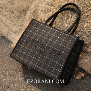 کیف زنانه 4940 چهارخانه طوسی 